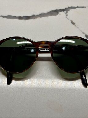 Persol Tortoiseshell Frame Sunglasses with Dark Green Lenses